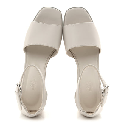 Hermes Calfskin Illusion 35 Wedge Sandals 40 Blanc De Paris 2 of 10