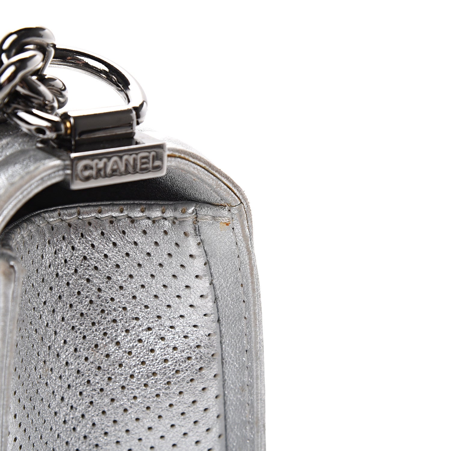 Chanel Metallic Perforated Lambskin Quilted Medium Boy Flap Argent 18 of 20