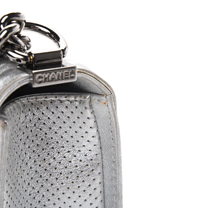 Chanel Metallic Perforated Lambskin Quilted Medium Boy Flap Argent 18 of 20