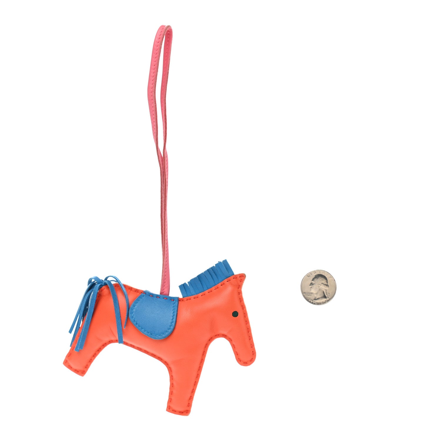 Hermes Milo Lambskin Grigri Rodeo Horse Bag Charm MM Orange Poppy Bleu Izmir Rose Azalee 2 of 5