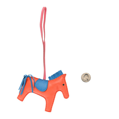 Hermes Milo Lambskin Grigri Rodeo Horse Bag Charm MM Orange Poppy Bleu Izmir Rose Azalee 2 of 5