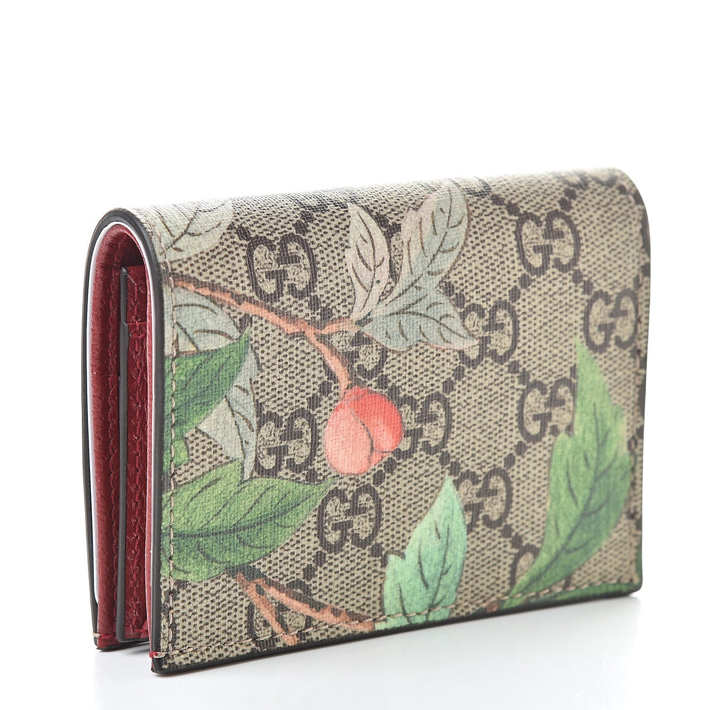 GG Supreme Monogram Tian Card Case Beige Multicolor Red