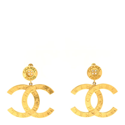 Chanel Metal Large Paris Button Earrings Gold 1 of 4