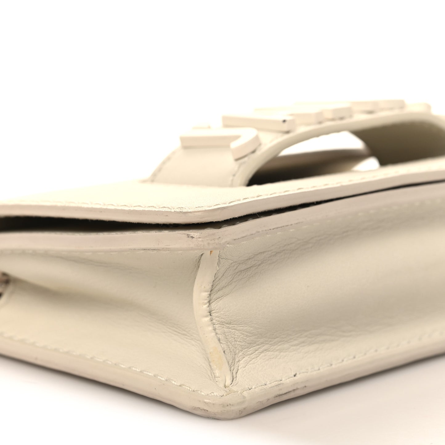 Ultra Matte Calfskin Mini J'Adior Chain Flap Bag White
