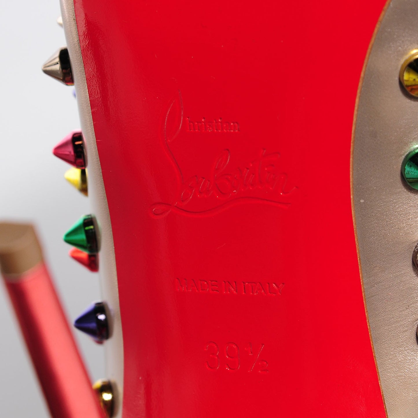 Specchio Calfskin Follies Spikes 120 Pumps 39.5 Beige Multicolor