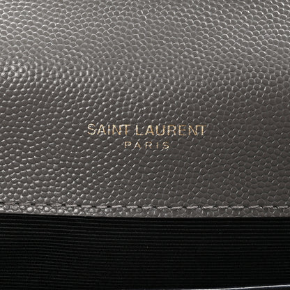 Saint Laurent Grain De Poudre Textured Mixed Matelasse Medium Triquilt Monogram Satchel Fog 7 of 11