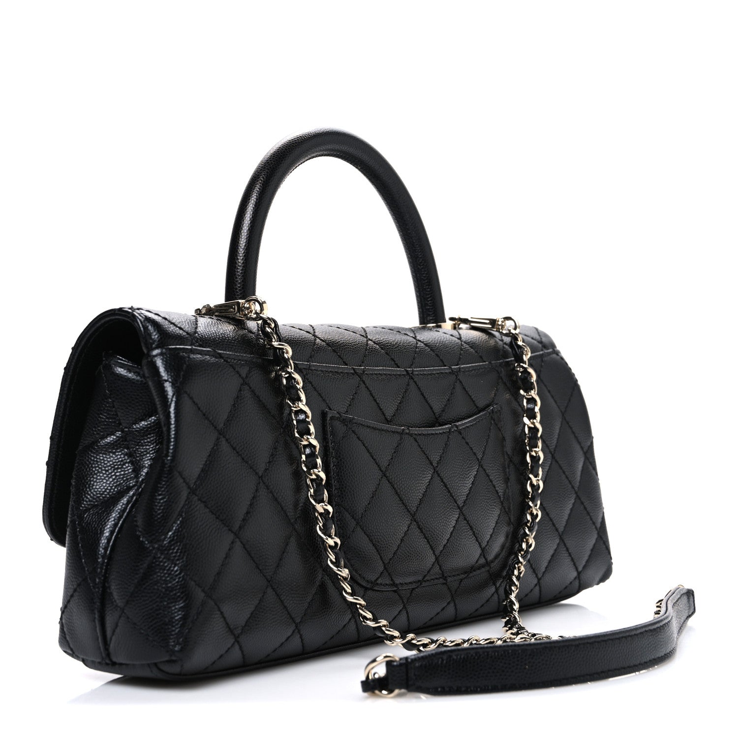 Chanel Caviar Quilted Maxi East West Coco Handle Flap Black Black