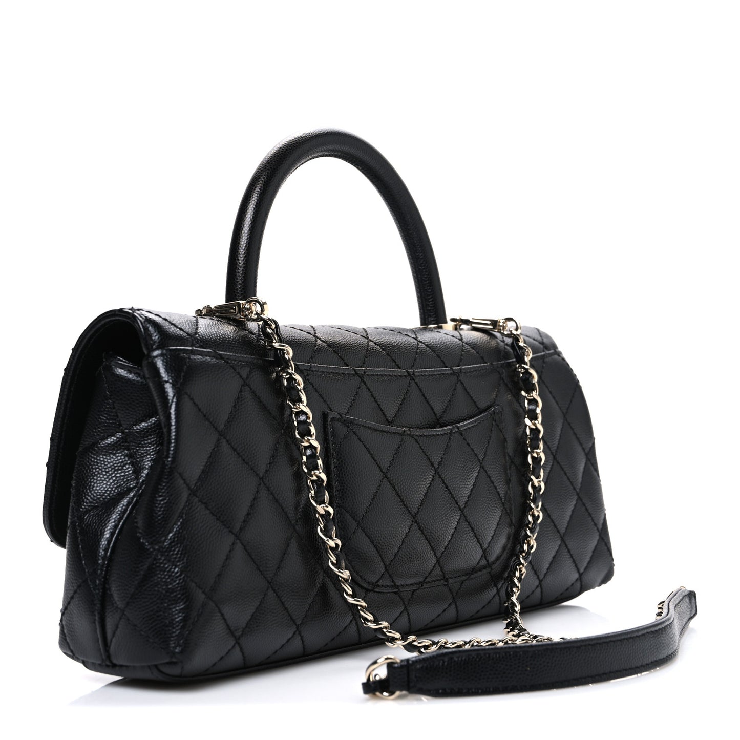 Caviar Quilted Maxi East West Coco Handle Flap Black