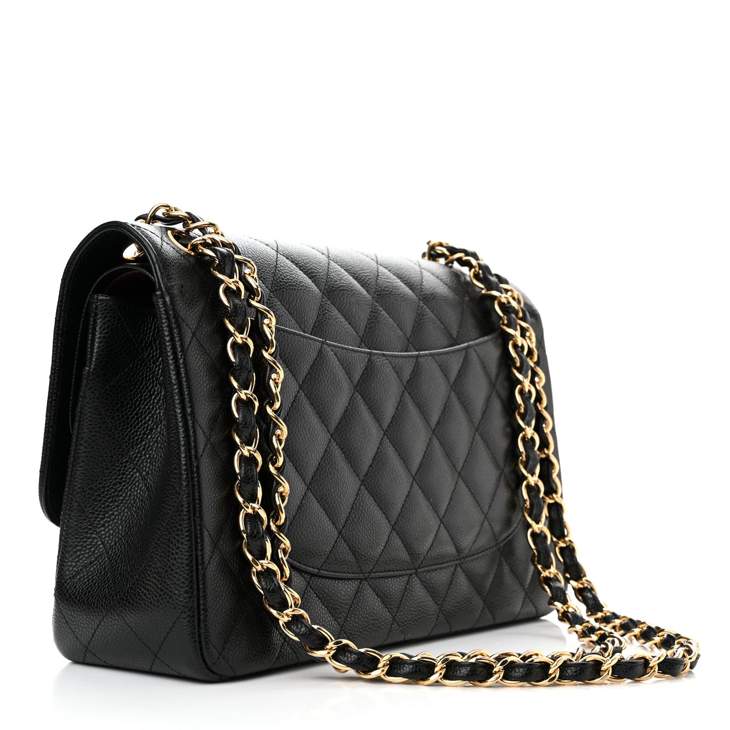 Caviar Quilted Jumbo Double Flap Black