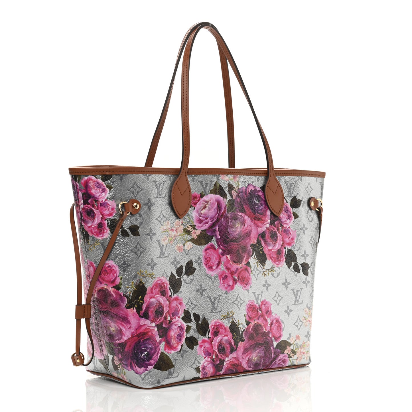 Metallic Monogram LV Garden Neverfull MM Silver