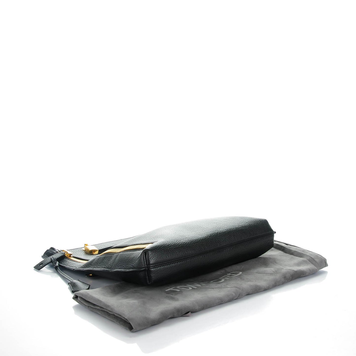 Pebbled Calfskin Small Alix Zip Padlock Zip Shoulder Bag Black
