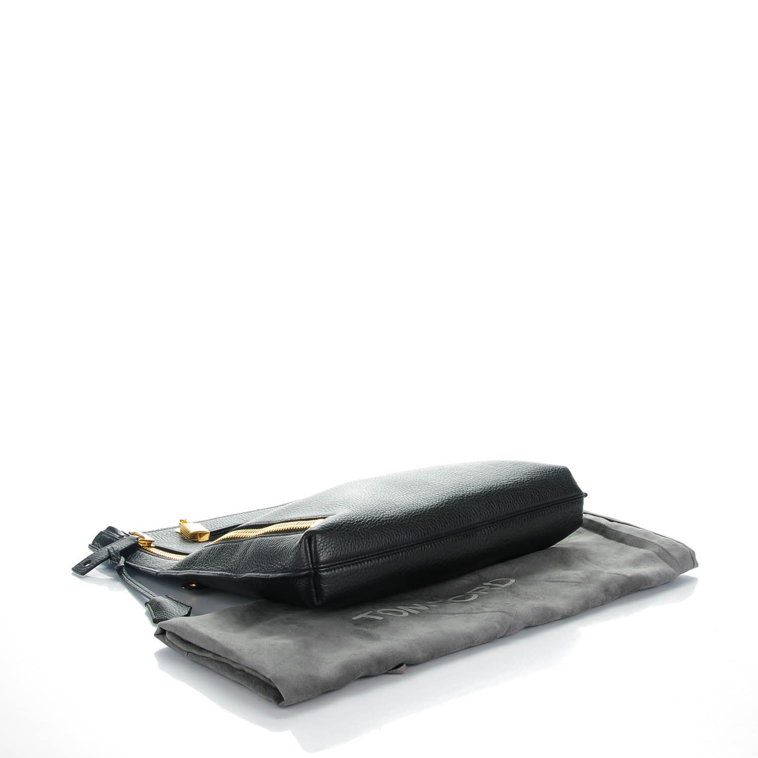 Tom Ford Pebbled Calfskin Small Alix Zip Padlock Zip Shoulder Bag Black 4 of 8