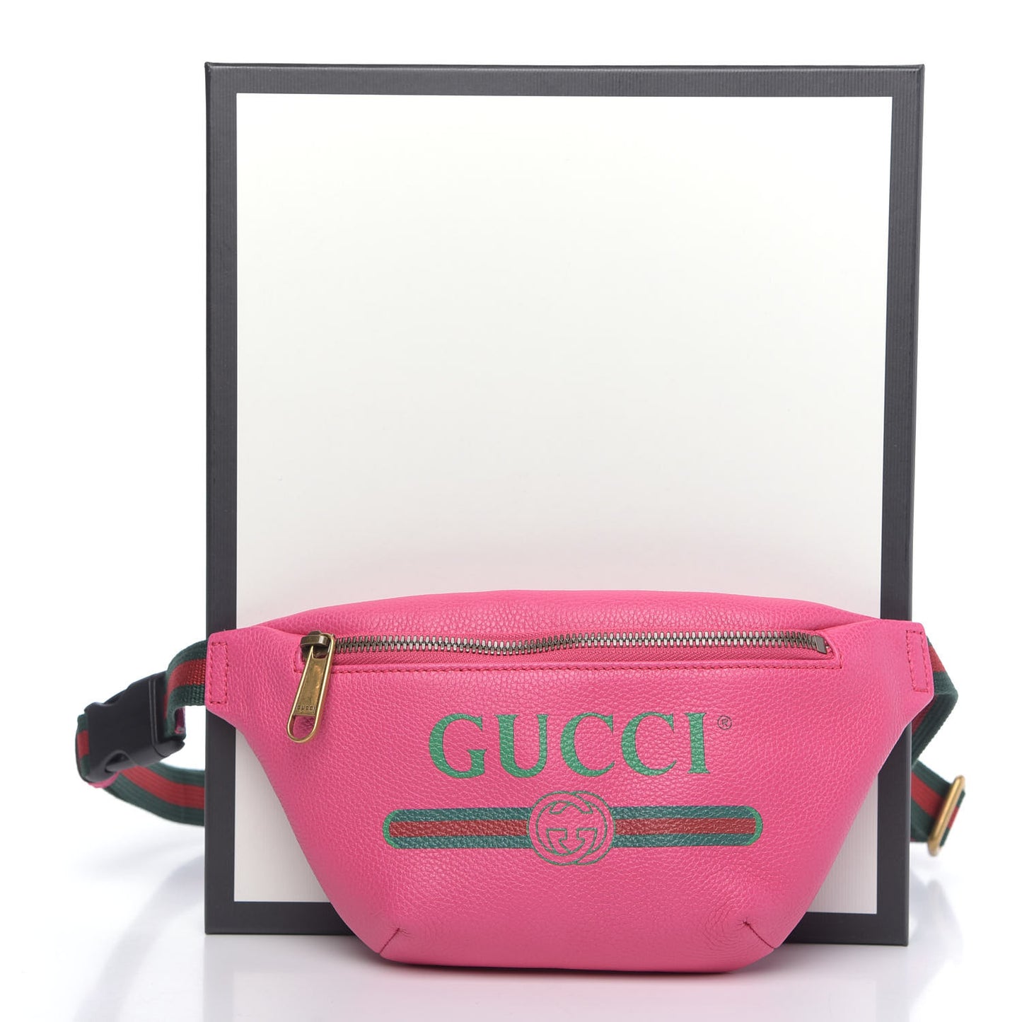Grained Calfskin Small Logo Belt Bag Box Pink Green