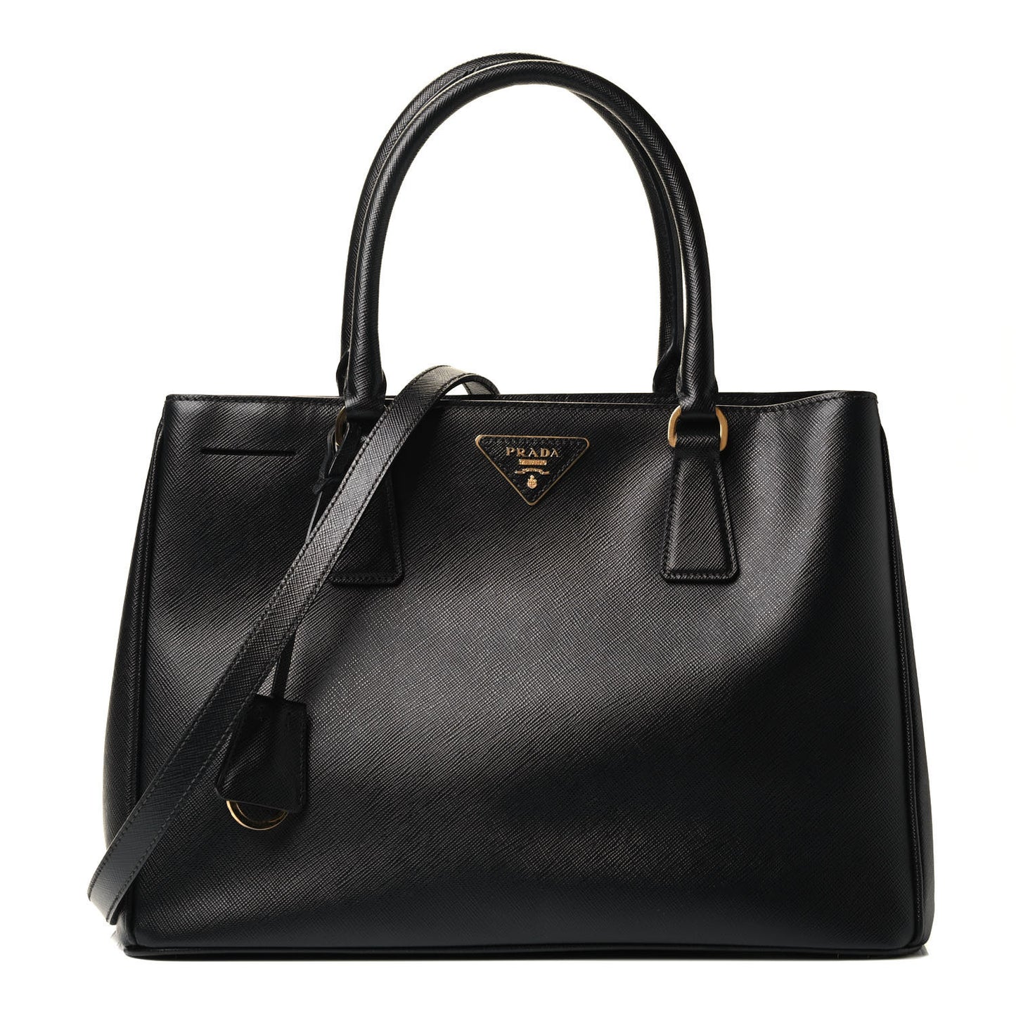 Saffiano Medium Galleria Double Zip Tote Black