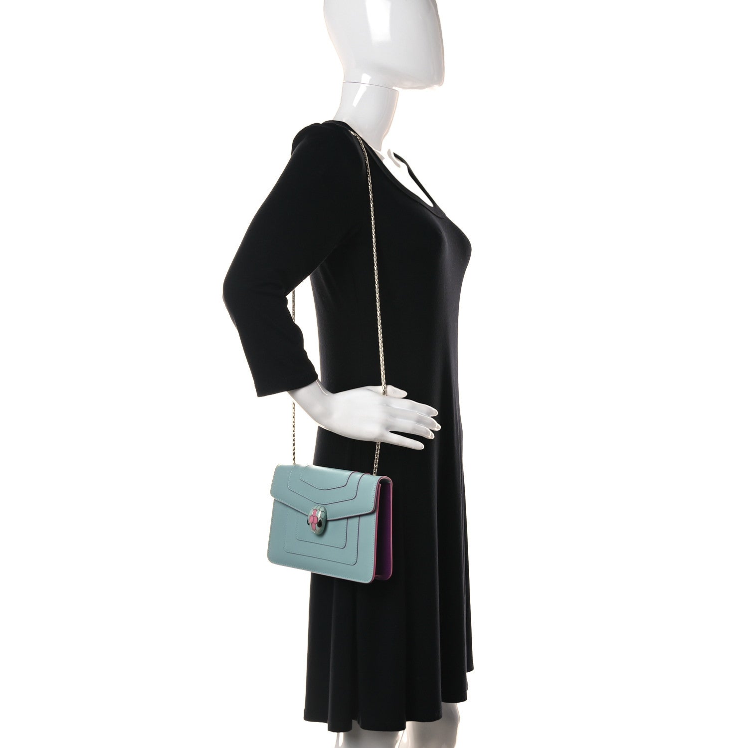 Bulgari Calfskin Serpenti Forever Crossbody Bag Light Blue 2 of 12