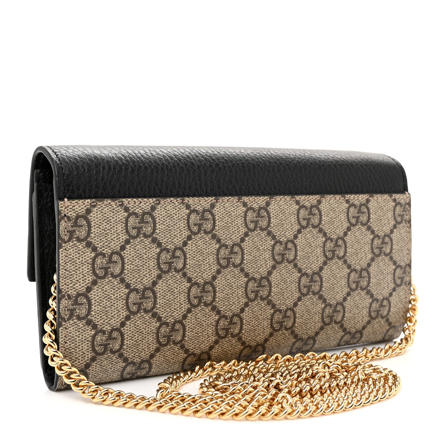 Gucci Dollar Calfskin GG Supreme Monogram Petite GG Marmont Wallet Chain Bag Black Beige Ebony 3 of 12