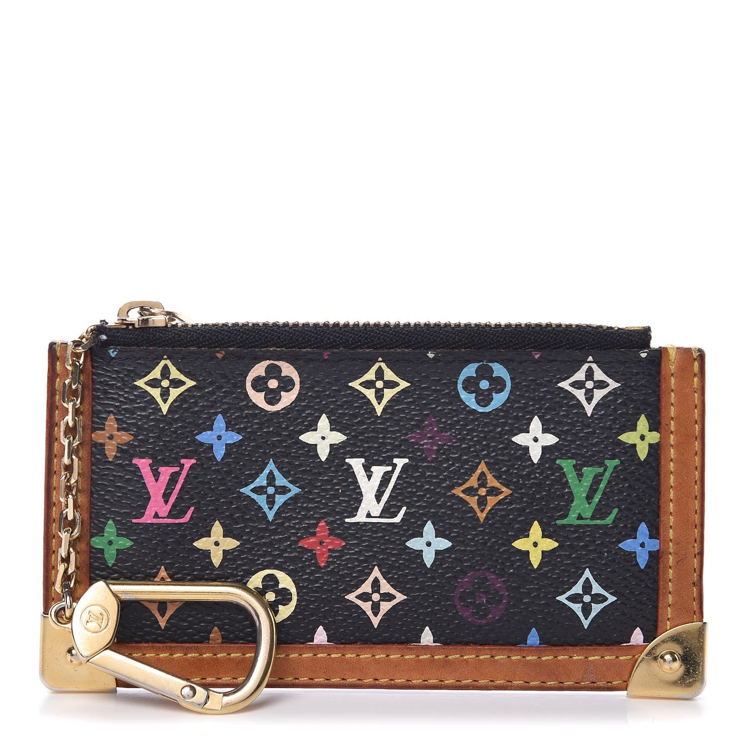 Louis Vuitton Monogram Multicolor Key Pouch Black 1 of 9