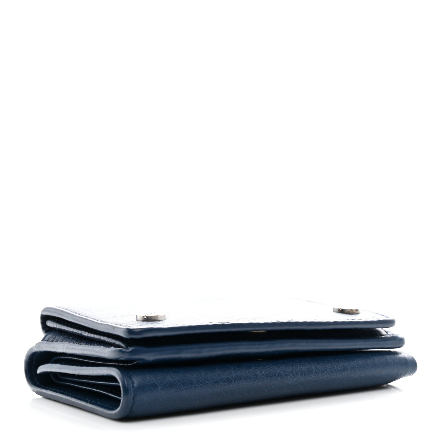 Agneau Arena Tri-Fold Card Case  Bleu Profond