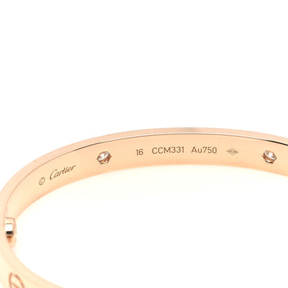 Cartier 18K Pink Gold 4 Diamond LOVE Bracelet 16 5 of 5