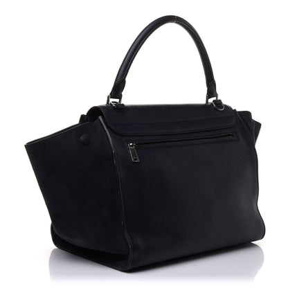 Celine Drummed Calfskin Suede Medium Trapeze Navy Blue 2 of 16