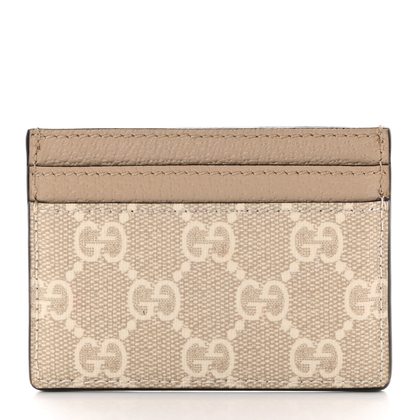 GG Supreme Monogram Textured Dollar Calfskin Web Ophidia Card Holder Beige Mystic White Oatmeal