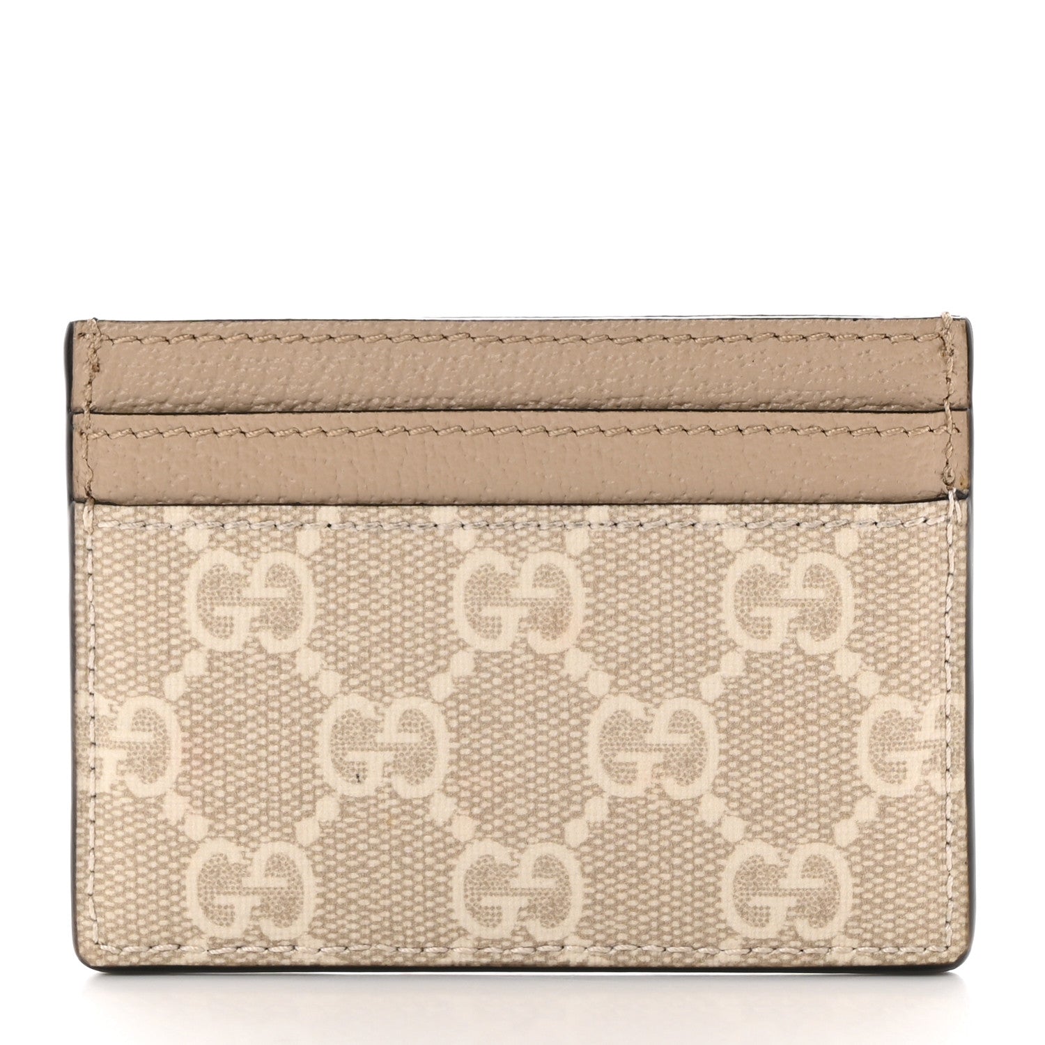 Gucci GG Supreme Monogram Textured Dollar Calfskin Web Ophidia Card Holder Beige Mystic White Oatmeal 3 of 9