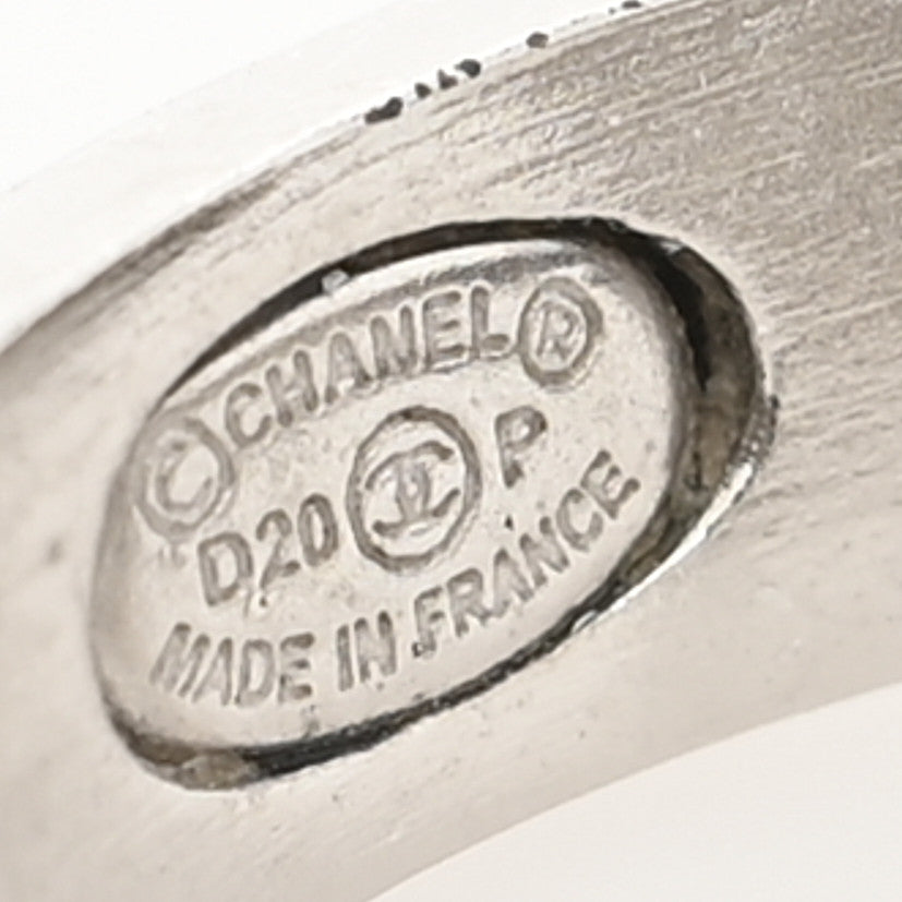 Chanel Crystal Coco Flapper Camellia CC Ring 49 5 Silver 4 of 4