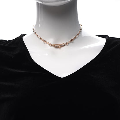Hermes 18K Rose Gold Diamond Pave Kelly Chaine Choker Necklace 2 of 5