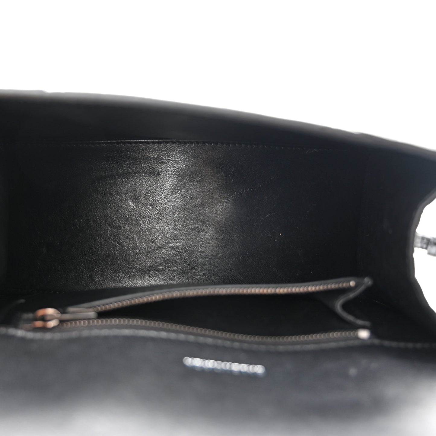 Shiny Calfskin Monochrome Crocodile Embossed Small Hourglass Top Handle Bag Black