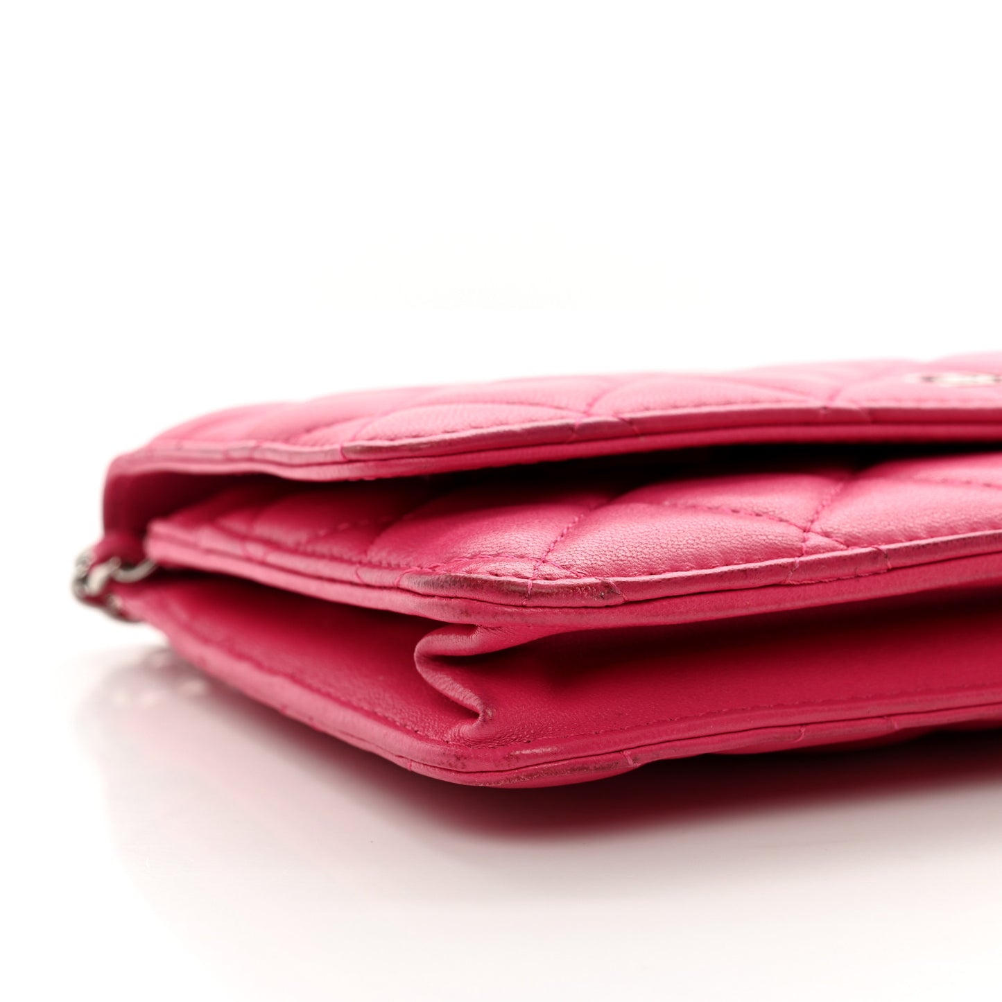 Lambskin Quilted Wallet On Chain WOC Pink