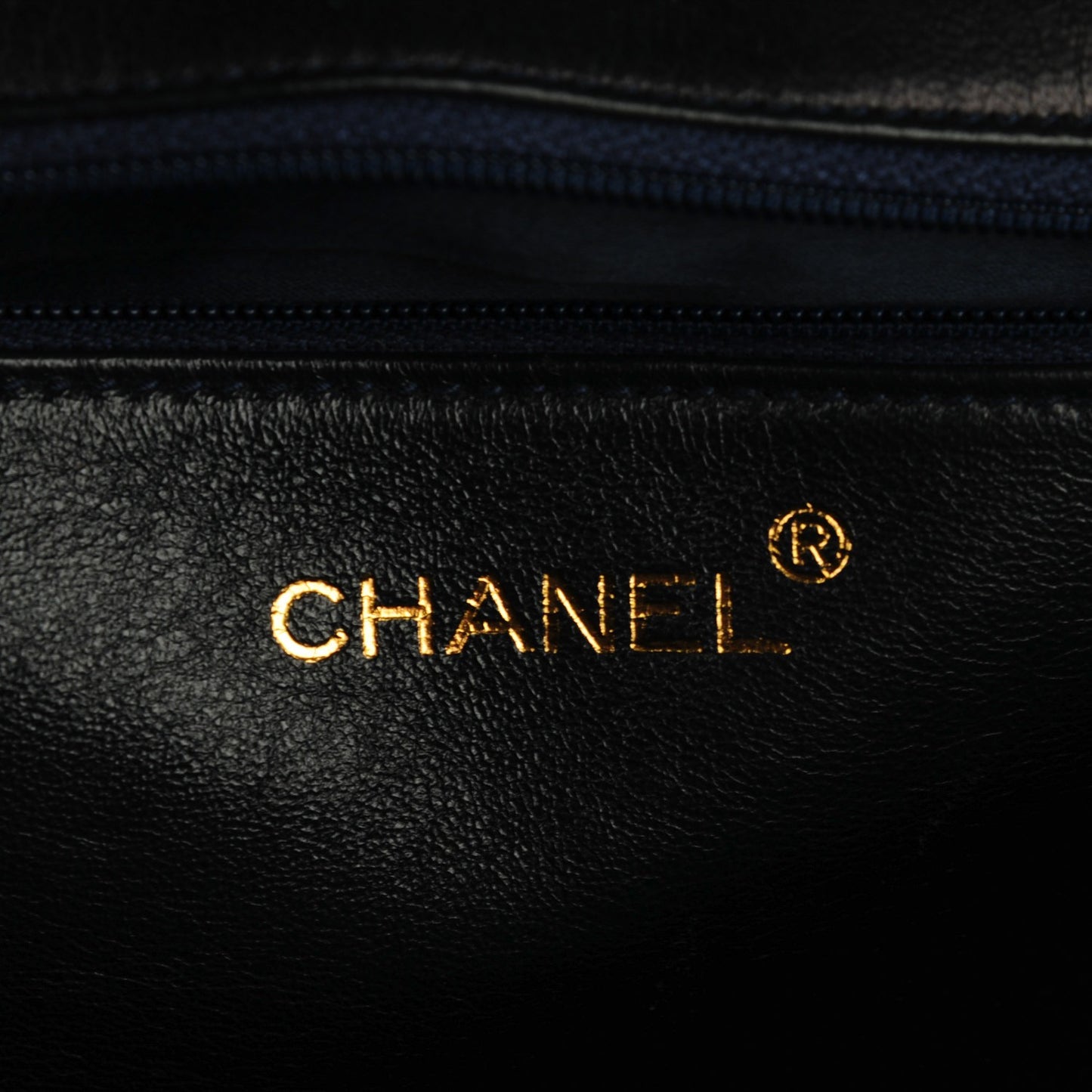 Lambskin Quilted Shoulder Bag Navy Blue