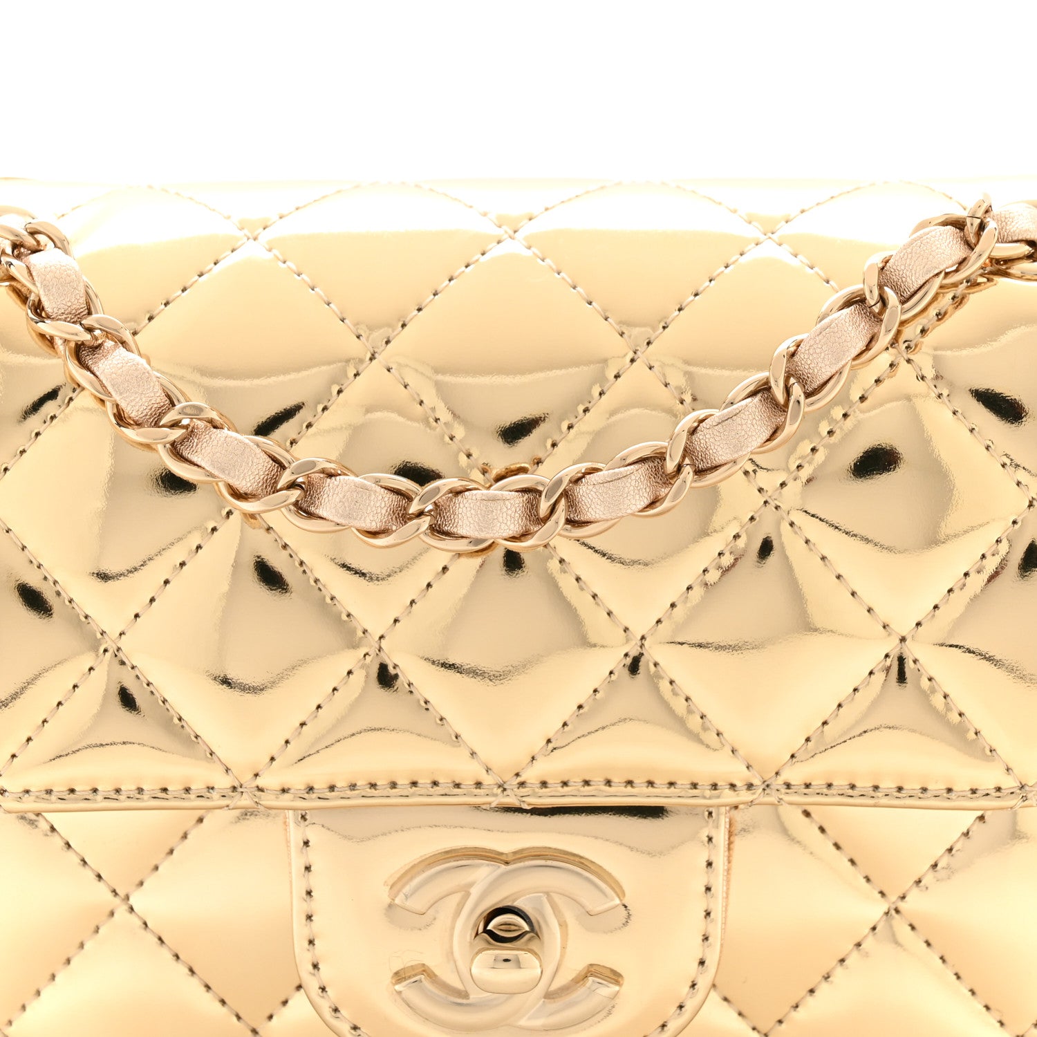 Chanel Mirror Calfskin Metallic Calfskin Quilted Hollywood