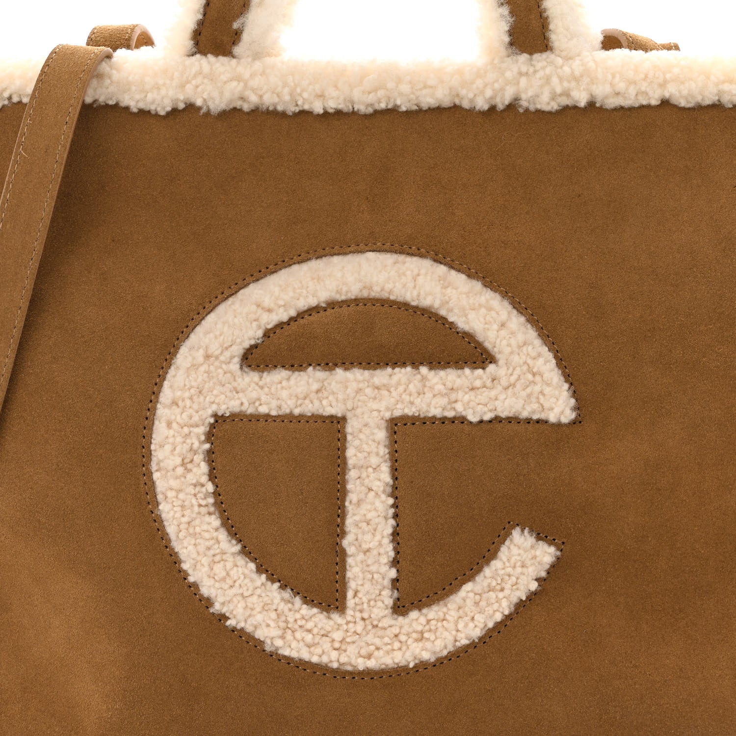 Telfar X UGG Suede Shearling Medium Shopping Bag Chestnut 7 of 9
