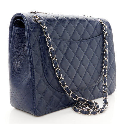 Chanel Caviar Quilted Maxi Double Flap Navy Blue 3 of 12
