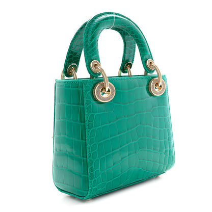 Christian Dior Alligator Swarovski Crystal Mini Lady Dior Green 3 of 10