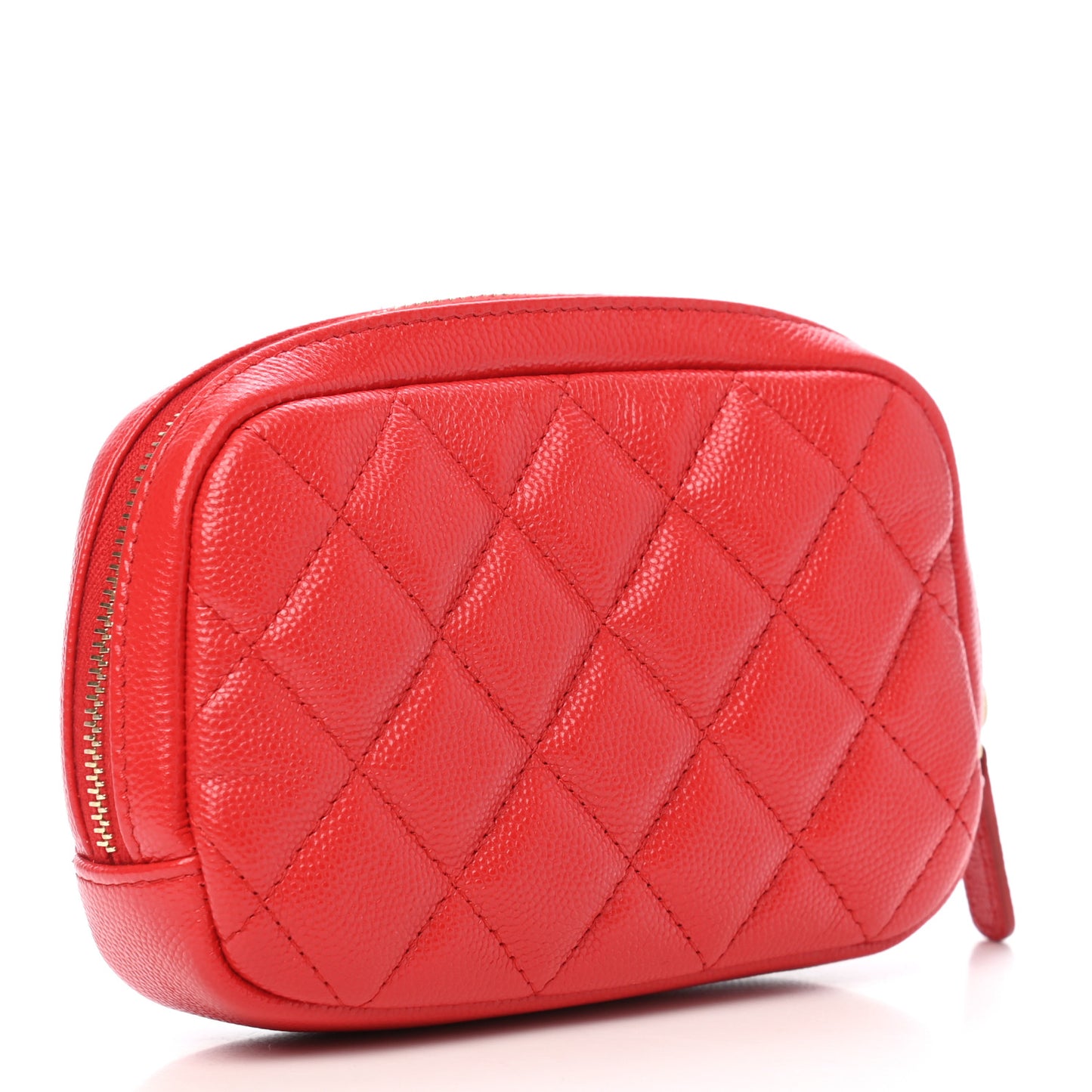Caviar Quilted Small Curvy Pouch Cosmetic Case Red