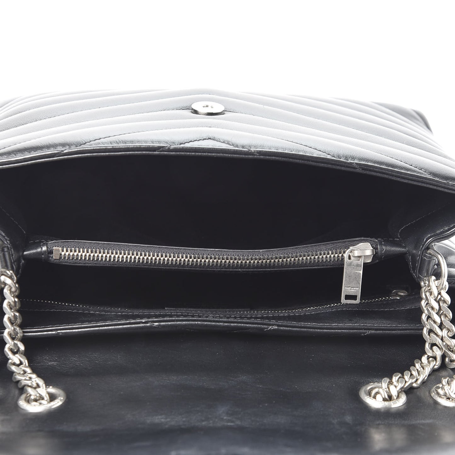 Calfskin Y Quilted Monogram Medium Loulou Chain Satchel Black