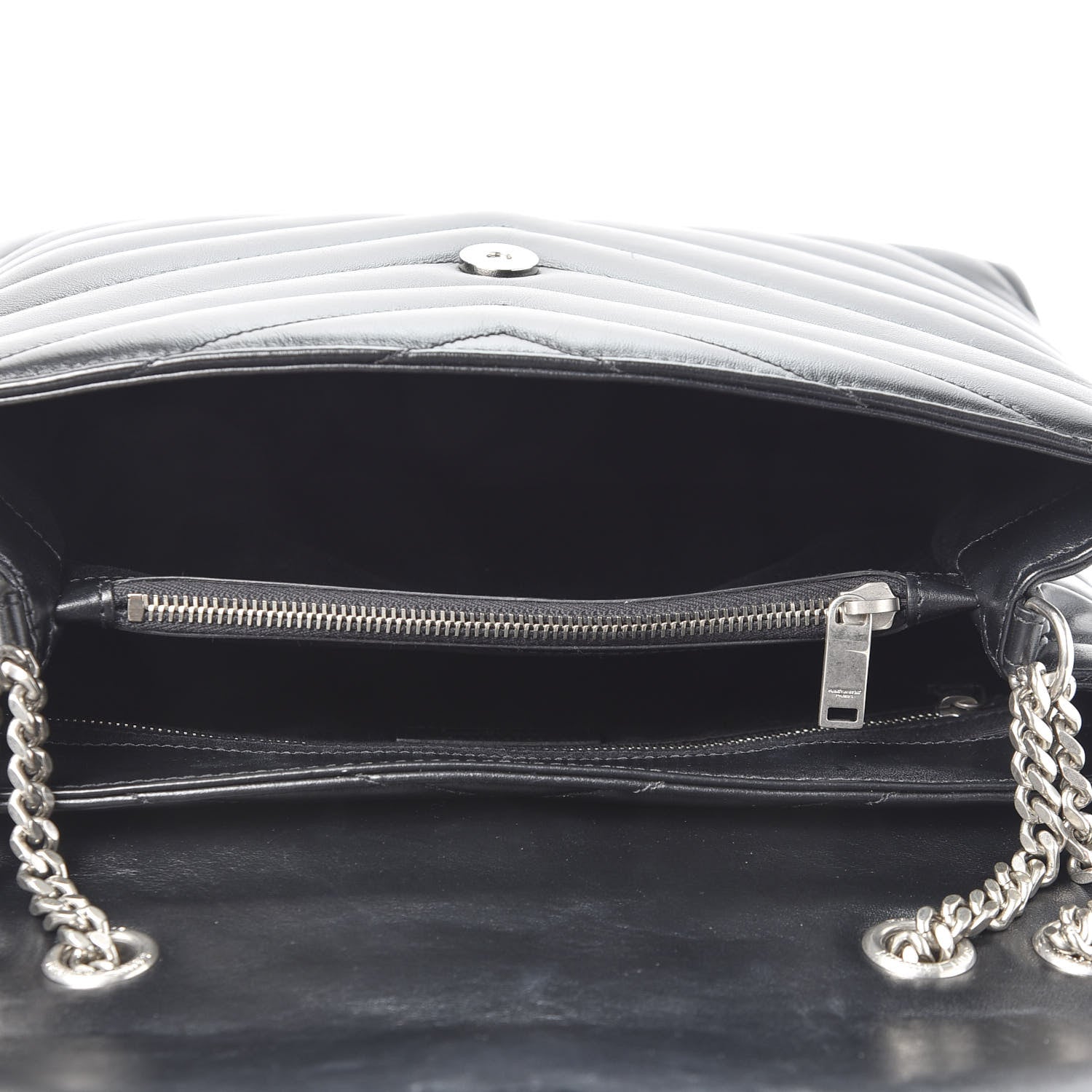 Saint Laurent Calfskin Y Quilted Monogram Medium Loulou Chain Satchel Black 4 of 9