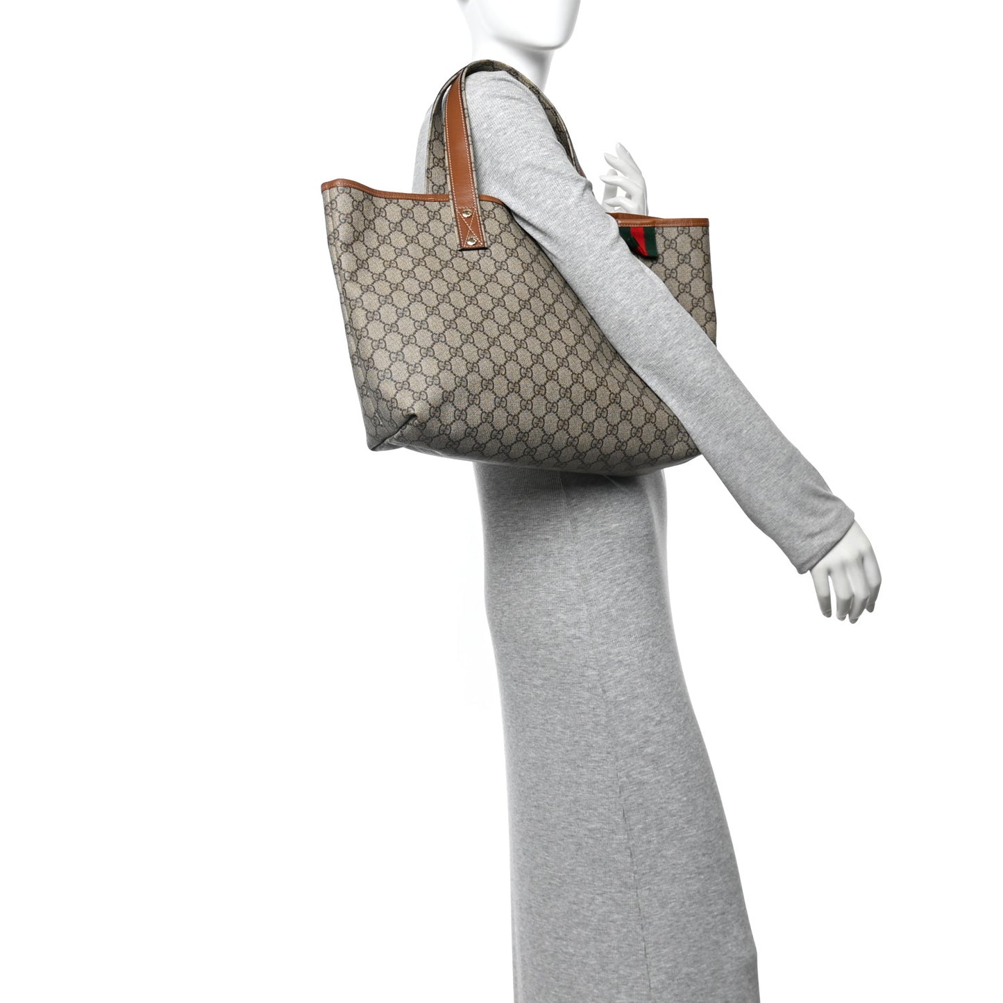 GG Plus Monogram Medium Signature Web Loop Tote Light Brown