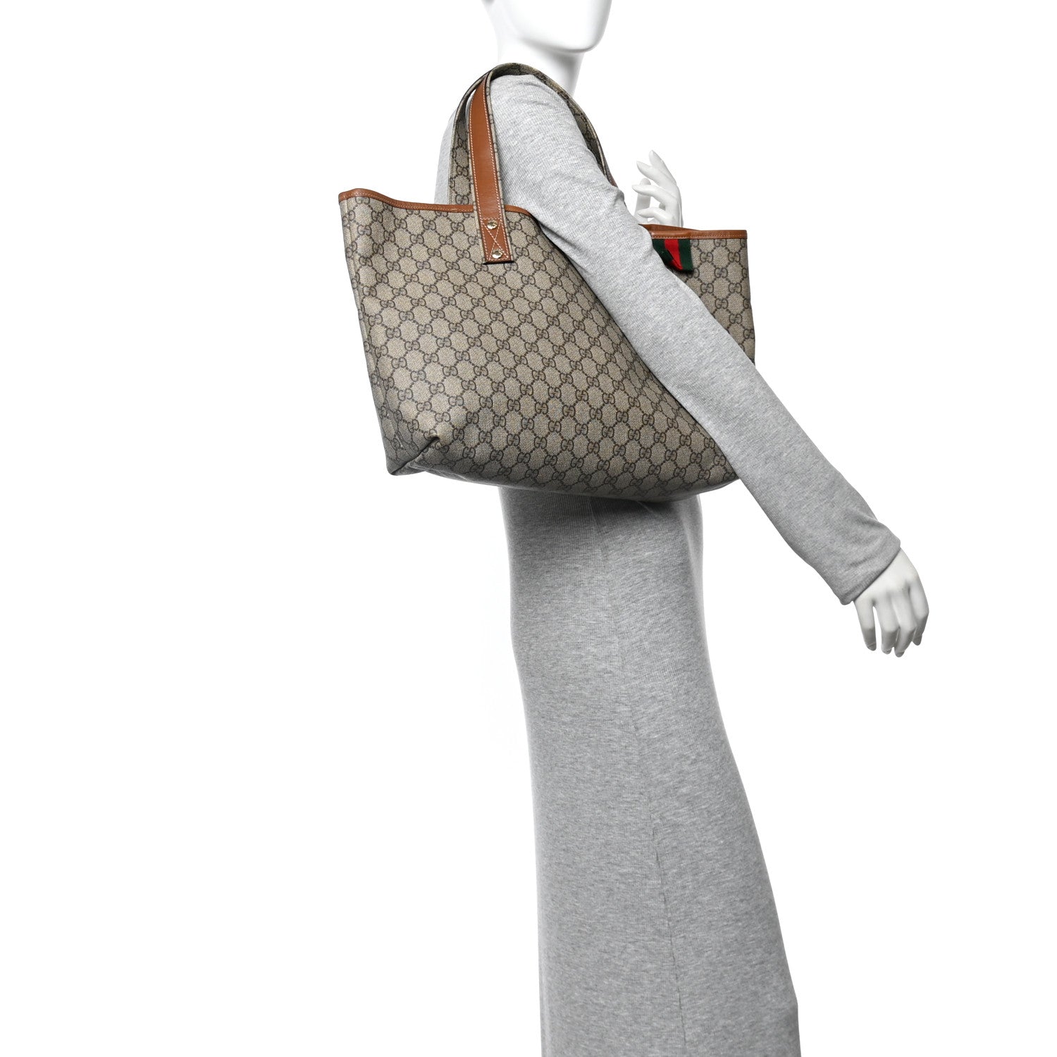 Gucci GG Plus Monogram Medium Signature Web Loop Tote Light Brown 2 of 13