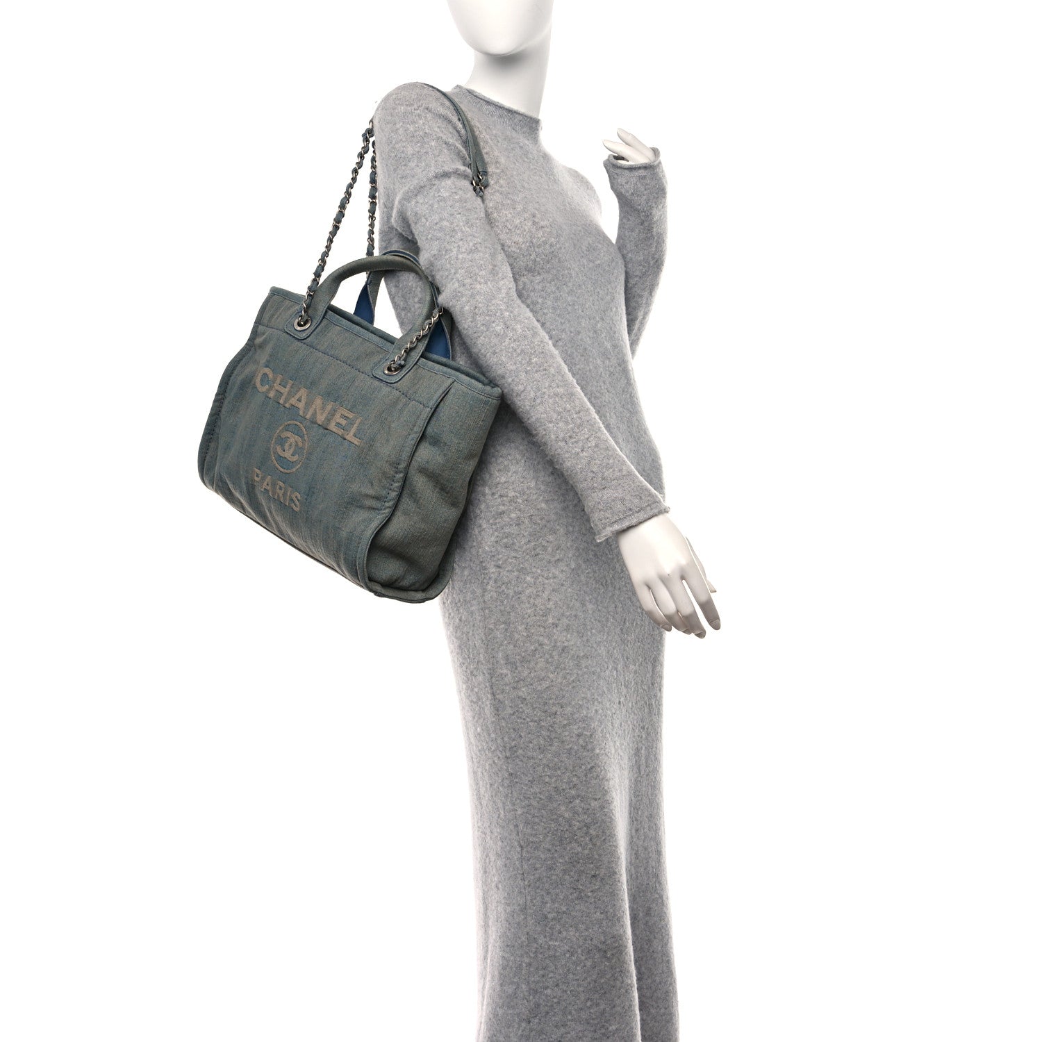 Chanel Denim Small Deauville Tote Light Blue 2 of 12