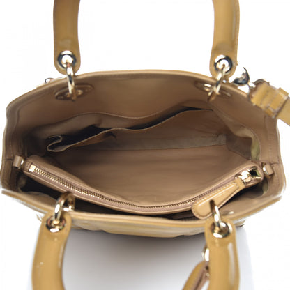 Christian Dior Patent Cannage Granville Small Tote Dark Beige 5 of 16