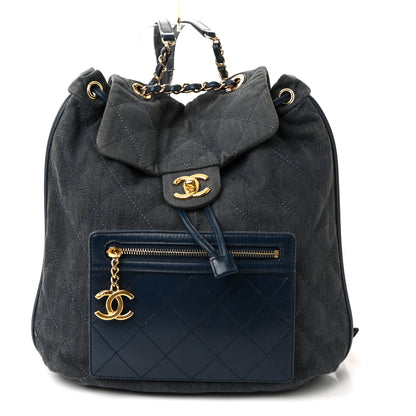 Chanel Denim Calfskin Quilted Backpack Blue 1 of 10