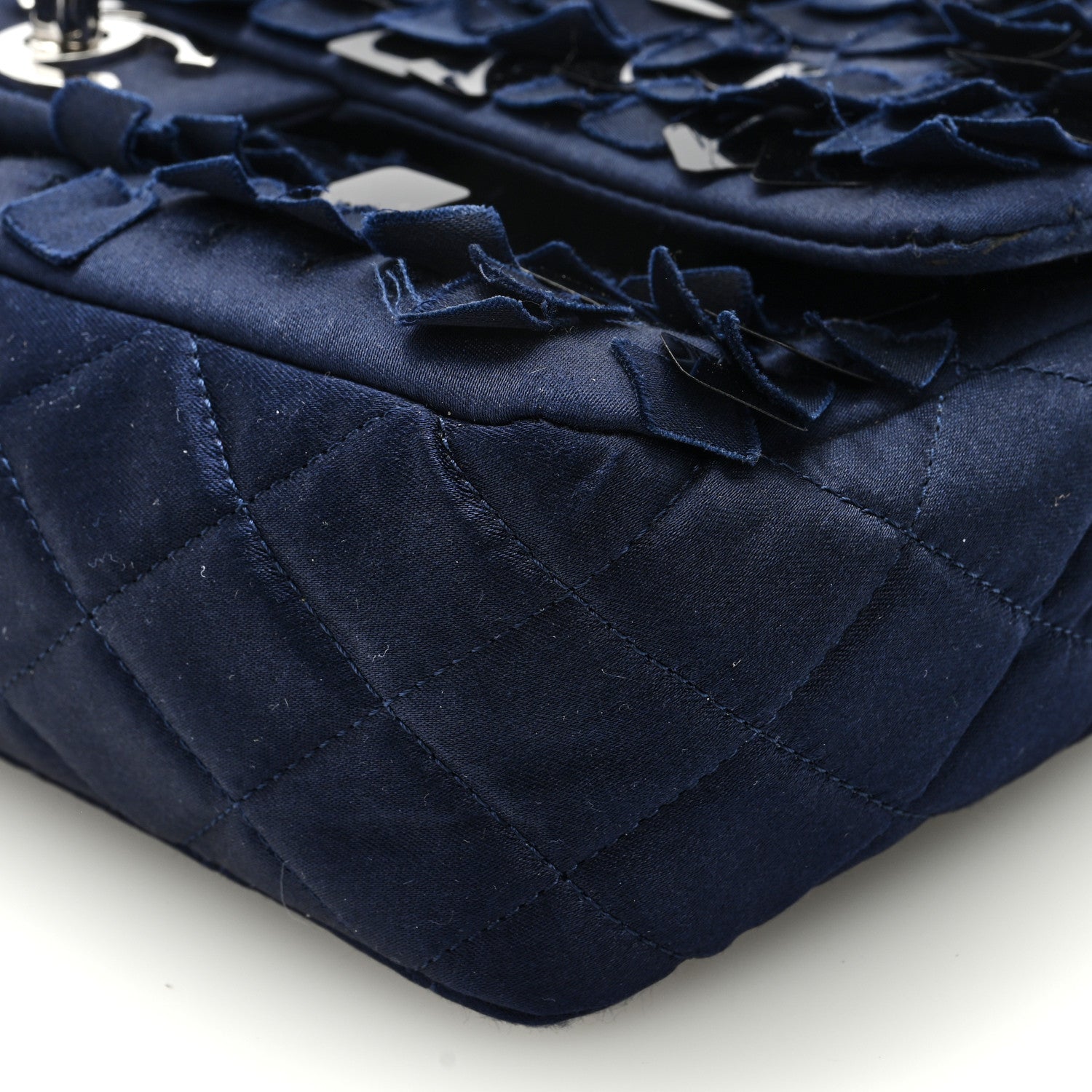 Chanel Satin Paillette Sequin Quilted Medium Single Flap Navy 9 of 9