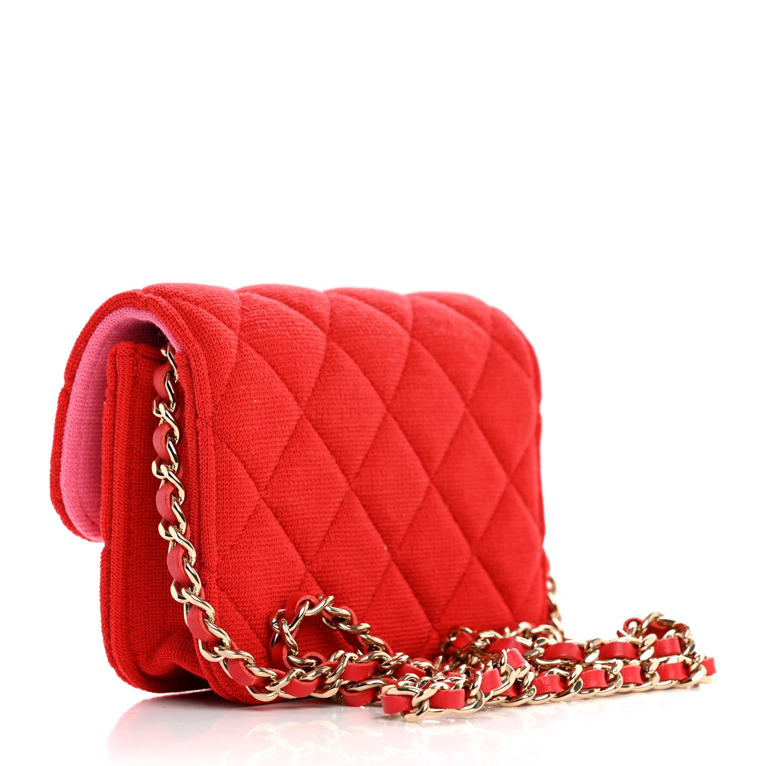 Chanel Jersey Quilted Micro Mini Flap Red 3 of 10