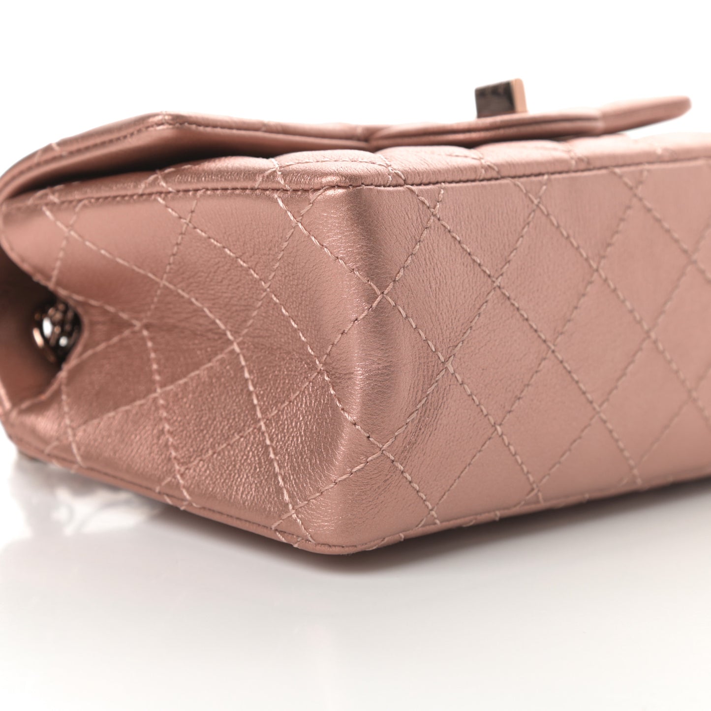 Metallic Grained Calfskin Quilted 2.55 Reissue Mini Flap Copper Pink