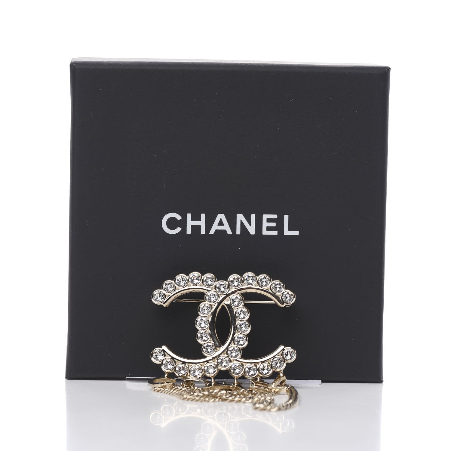 Chanel Metal Crystal Bow-tiful CC Chain Brooch Gold 5 of 5