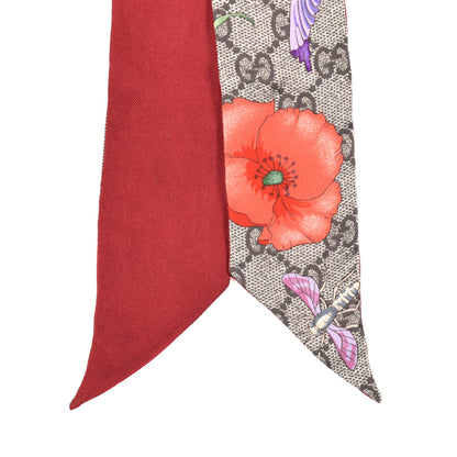 Gucci Silk Twill GG Monogram Special Flory Neck Bow Scarf Beige Red 2 of 6