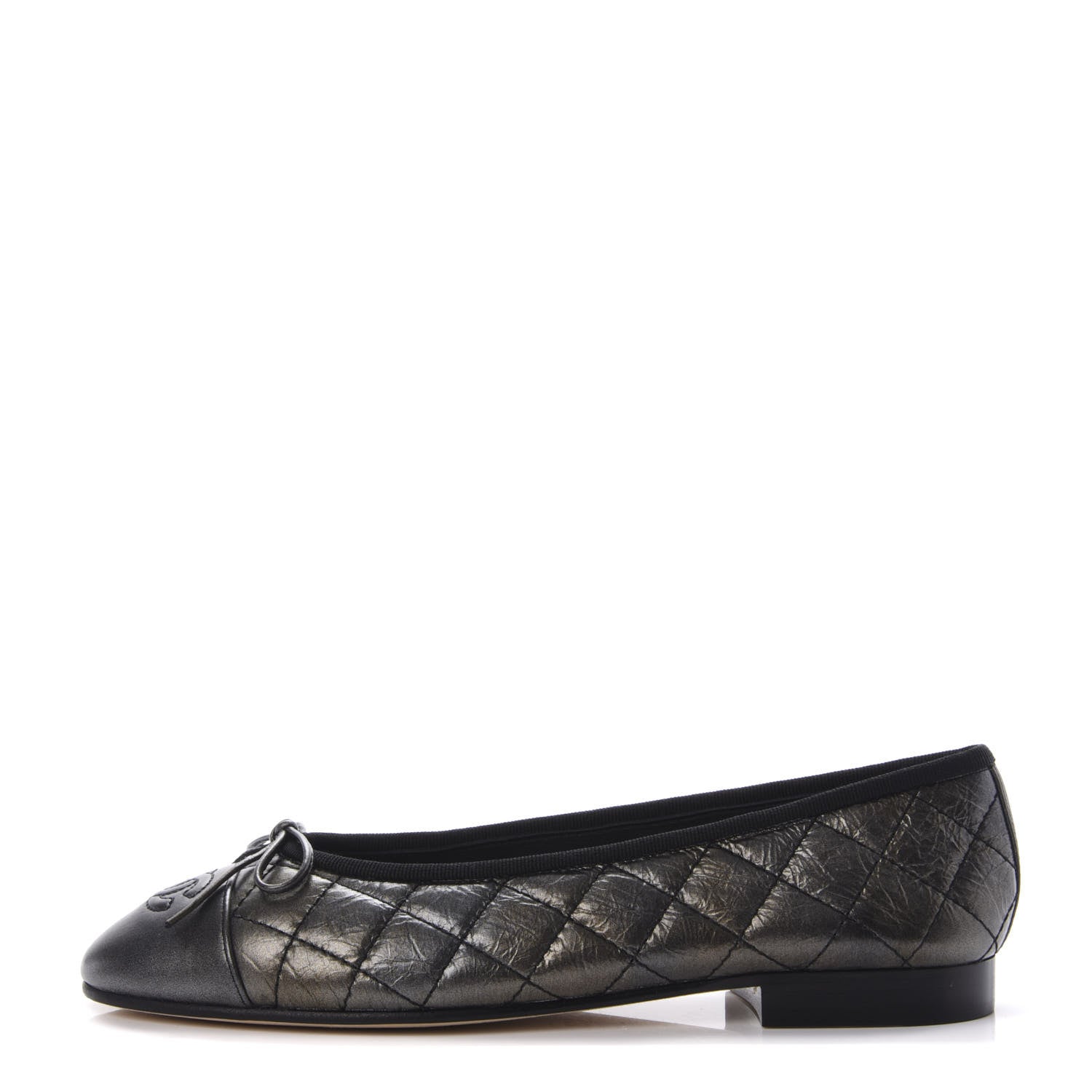 Chanel Aged Calfskin Quilted Cap Toe Ballerina Flats 37 Black 1 of 10