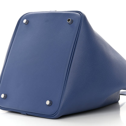 Hermes Epsom Tressage De Cuir Picotin Lock 22 MM Bleu Encre Brique Black 10 of 17